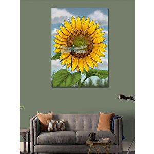 Kanvas Tablo Ayçiçeği Ve Uğur Böceği 50x70 cm