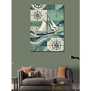 Kanvas Tablo Yelkenli Ve Harita Teması 70x100 cm