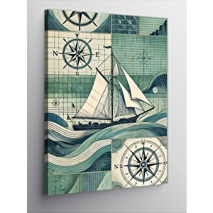Kanvas Tablo Yelkenli Ve Harita Teması 50x70 cm