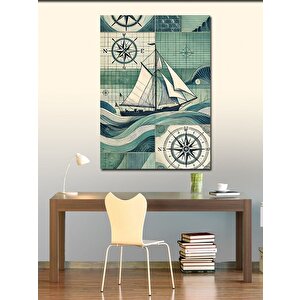 Kanvas Tablo Yelkenli Ve Harita Teması 50x70 cm