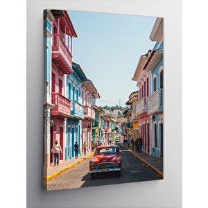 Kanvas Tablo Renkli Sokak Ve Araba 70x100 cm