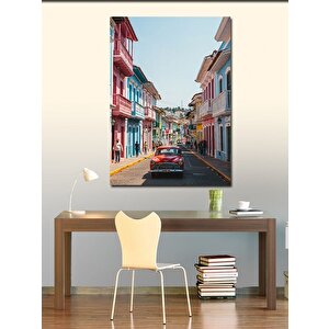 Kanvas Tablo Renkli Sokak Ve Araba 70x100 cm