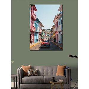 Kanvas Tablo Renkli Sokak Ve Araba 100x140 cm