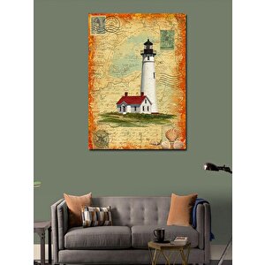 Kanvas Tablo Deniz Feneri Ve Harita 70x100 cm