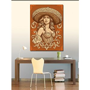 Kanvas Tablo Meksikalı Kadın Ve Şapka 50x70 cm