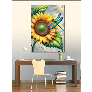 Kanvas Tablo Ayçiçeği Ve Yusufçuk 100x140 cm