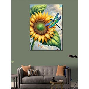 Kanvas Tablo Ayçiçeği Ve Yusufçuk 100x140 cm