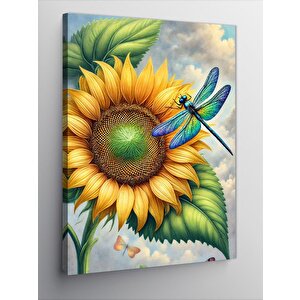 Kanvas Tablo Ayçiçeği Ve Yusufçuk 50x70 cm