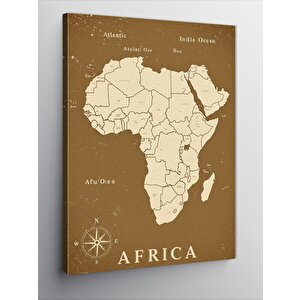 Kanvas Tablo Afrika Haritası Ve Doğal Simgeler 70x100 cm
