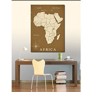 Kanvas Tablo Afrika Haritası Ve Doğal Simgeler 70x100 cm