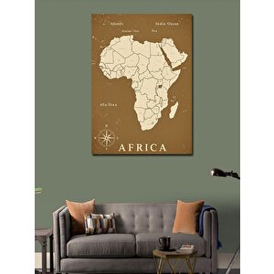 Kanvas Tablo Afrika Haritası Ve Doğal Simgeler 70x100 cm