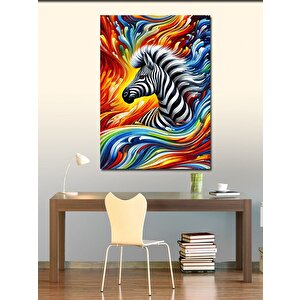 Kanvas Tablo Soyut Zebra Ve Renkler 50x70 cm