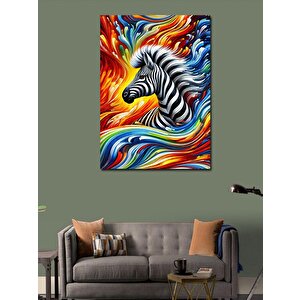 Kanvas Tablo Soyut Zebra Ve Renkler 50x70 cm