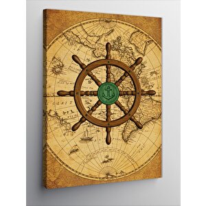 Kanvas Tablo Eski Harita Ve Pusula 50x70 cm