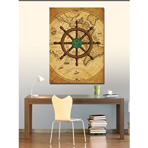 Kanvas Tablo Eski Harita Ve Pusula 50x70 cm