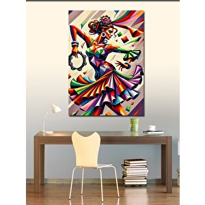 Kanvas Tablo Soyut Dansçı Ve Renkli Hareket 100x140 cm