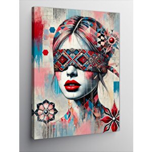 Kanvas Tablo Soyut Göz Bandı Takan Kadın 100x140 cm