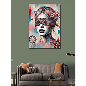 Kanvas Tablo Soyut Göz Bandı Takan Kadın 100x140 cm