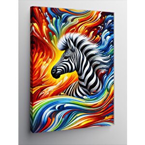 Kanvas Tablo Soyut Zebra Ve Renkler 70x100 cm