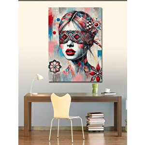 Kanvas Tablo Soyut Göz Bandı Takan Kadın 70x100 cm