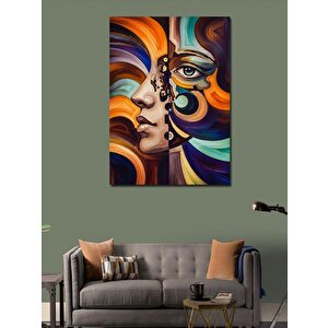 Kanvas Tablo Soyut Kadın Ve Renkli Dalgalar 100x140 cm