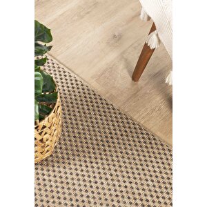 Sisaluna 4442 Bej Jüt Tabanlı Modern Dokuma Kilim Sisal Hasır Halı