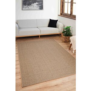 Sisaluna 4442 Bej Jüt Tabanlı Modern Dokuma Kilim Sisal Hasır Halı