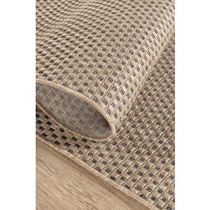 Sisaluna 4442 Bej Jüt Tabanlı Modern Dokuma Kilim Sisal Hasır Halı