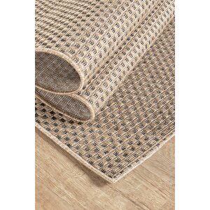Sisaluna 4442 Bej Jüt Tabanlı Modern Dokuma Kilim Sisal Hasır Halı
