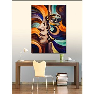 Kanvas Tablo Soyut Kadın Ve Renkli Dalgalar 70x100 cm