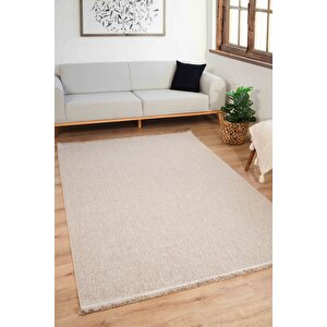 Loopy 5551 Bej Yumuşak Dokulu Bukle Modern Salon Mutfak Koridor Halısı Tozumaz Örgü Makine Halısı 80x300 cm