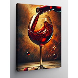 Kanvas Tablo Kırmızı Şarap Ve Akışkan Sanat 50x70 cm