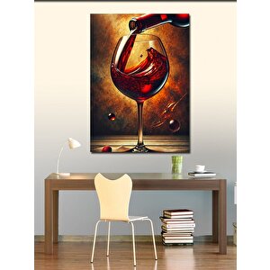 Kanvas Tablo Kırmızı Şarap Ve Akışkan Sanat 50x70 cm
