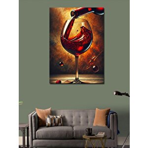 Kanvas Tablo Kırmızı Şarap Ve Akışkan Sanat 50x70 cm