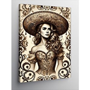 Kanvas Tablo Geleneksel Meksikalı Kadın Portresi 70x100 cm