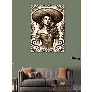 Kanvas Tablo Geleneksel Meksikalı Kadın Portresi 70x100 cm