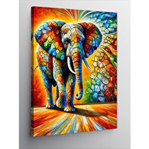 Kanvas Tablo Renkli Soyut Fil Çizimi 70x100 cm
