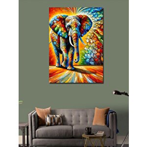 Kanvas Tablo Renkli Soyut Fil Çizimi 70x100 cm