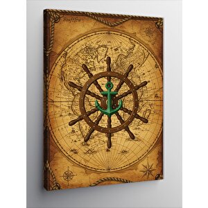 Kanvas Tablo Pusula Ve Harita Tasarımı 70x100 cm