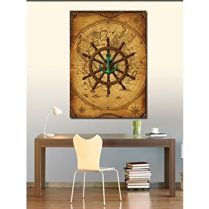 Kanvas Tablo Pusula Ve Harita Tasarımı 70x100 cm
