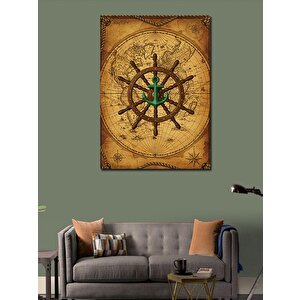 Kanvas Tablo Pusula Ve Harita Tasarımı 70x100 cm
