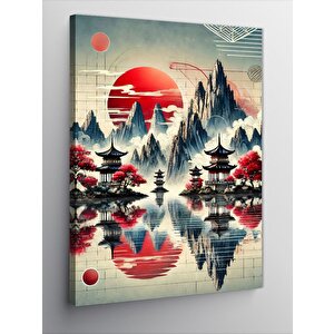 Kanvas Tablo Japon Bahçesi Ve Göl 70x100 cm