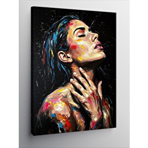 Kanvas Tablo Soyut Boya Ile Aydınlanmış Kadın Portresi 70x100 cm