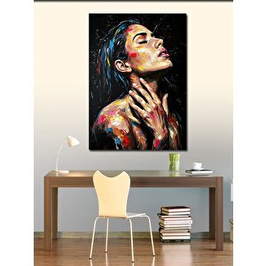 Kanvas Tablo Soyut Boya Ile Aydınlanmış Kadın Portresi 70x100 cm