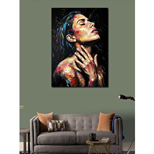 Kanvas Tablo Soyut Boya Ile Aydınlanmış Kadın Portresi 70x100 cm