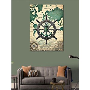 Kanvas Tablo Çapa Ve Deniz Haritası Teması 50x70 cm