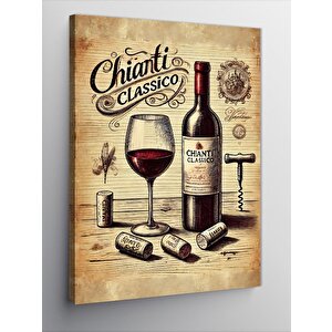 Kanvas Tablo Chianti Şarap İllüstrasyonu 100x140 cm