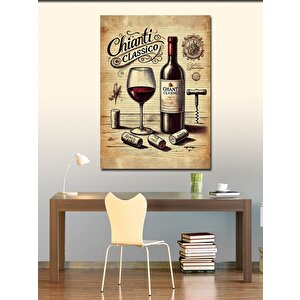 Kanvas Tablo Chianti Şarap İllüstrasyonu 100x140 cm