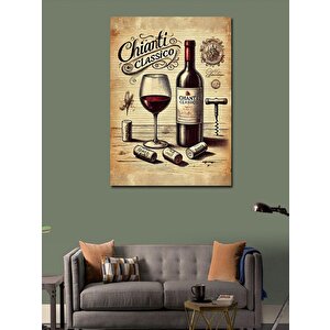 Kanvas Tablo Chianti Şarap İllüstrasyonu 100x140 cm