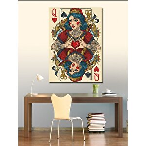 Kanvas Tablo Oyun Kartı Ve Kraliçe Figürü 70x100 cm